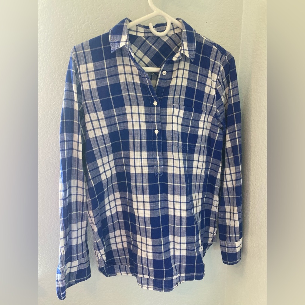 J.Crew Blue and White Plaid Button Down Shirt